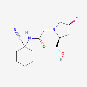 molecular formula C14H22FN3O2 B2608561 N-(1-Cyanocyclohexyl)-2-[(2S,4S)-4-fluoro-2-(hydroxymethyl)pyrrolidin-1-yl]acetamide CAS No. 2223263-45-2