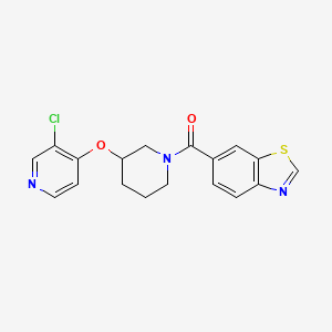 molecular formula C18H16ClN3O2S B2608564 6-{3-[(3-chloropyridin-4-yl)oxy]piperidine-1-carbonyl}-1,3-benzothiazole CAS No. 2034500-53-1