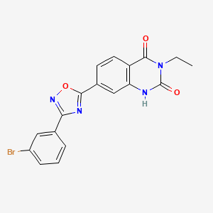 molecular formula C18H13BrN4O3 B2608572 7-(3-(3-bromophenyl)-1,2,4-oxadiazol-5-yl)-3-ethylquinazoline-2,4(1H,3H)-dione CAS No. 1358274-19-7