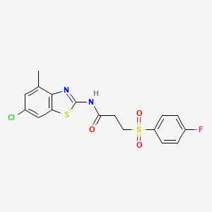 molecular formula C17H14ClFN2O3S2 B2608610 N-(6-chloro-4-methyl-1,3-benzothiazol-2-yl)-3-(4-fluorobenzenesulfonyl)propanamide CAS No. 895452-99-0