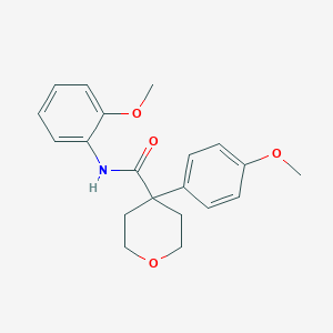 molecular formula C20H23NO4 B260862 N-(2-methoxyphenyl)-4-(4-methoxyphenyl)oxane-4-carboxamide 