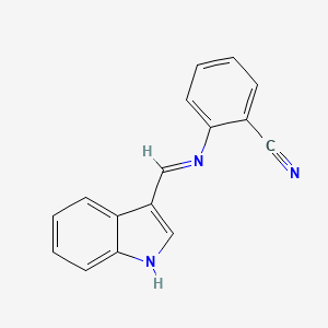 molecular formula C16H11N3 B2608642 (E)-2-(((1H-indol-3-yl)methylene)amino)benzonitrile CAS No. 300361-55-1