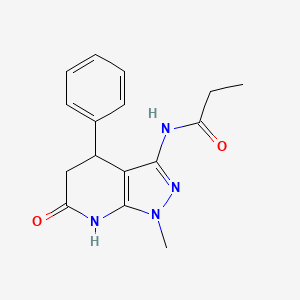 molecular formula C16H18N4O2 B2608643 N-(1-methyl-6-oxo-4-phenyl-4,5,6,7-tetrahydro-1H-pyrazolo[3,4-b]pyridin-3-yl)propionamide CAS No. 1208510-33-1