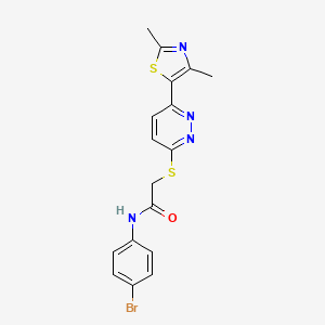 molecular formula C17H15BrN4OS2 B2608657 N-(4-bromophenyl)-2-{[6-(2,4-dimethyl-1,3-thiazol-5-yl)pyridazin-3-yl]sulfanyl}acetamide CAS No. 894007-96-6