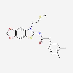 (Z)-2-(3,4-dimethylphenyl)-N-(7-(2-(methylthio)ethyl)-[1,3]dioxolo[4',5':4,5]benzo[1,2-d]thiazol-6(7H)-ylidene)acetamide