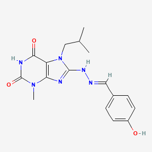 (E)-8-(2-(4-hydroxybenzylidene)hydrazinyl)-7-isobutyl-3-methyl-1H-purine-2,6(3H,7H)-dione