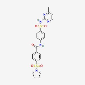 molecular formula C22H23N5O5S2 B2608667 N-{4-[(4-methylpyrimidin-2-yl)sulfamoyl]phenyl}-4-(pyrrolidine-1-sulfonyl)benzamide CAS No. 448234-53-5