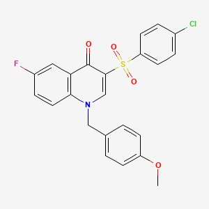 3-(4-Chlorophenyl)sulfonyl-6-fluoro-1-[(4-methoxyphenyl)methyl]quinolin-4-one