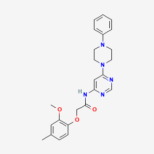 molecular formula C24H27N5O3 B2608681 2-(2-methoxy-4-methylphenoxy)-N-[6-(4-phenylpiperazin-1-yl)pyrimidin-4-yl]acetamide CAS No. 1396858-32-4