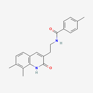 molecular formula C21H22N2O2 B2608688 N-[2-(7,8-dimethyl-2-oxo-1,2-dihydroquinolin-3-yl)ethyl]-4-methylbenzamide CAS No. 851408-16-7