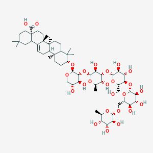 molecular formula C59H96O25 B2608696 (4aR,6aR,6bS,10R,12aS)-10-[(2S,3R,4S,5R)-3-[(2R,3S,4R,5R,6R)-4-[(2R,3S,4S,5R,6S)-3,4-dihydroxy-6-(hydroxymethyl)-5-[(2R,3S,4R,5R,6S)-3,4,5-trihydroxy-6-[[(2S,3S,4R,5S,6R)-3,4,5-trihydroxy-6-methyloxan-2-yl]oxymethyl]oxan-2-yl]oxyoxan-2-yl]oxy-3,5-dihydroxy-6-methyloxan-2-yl]oxy-4,5-dihydroxyoxan-2-yl]oxy-2,2,6a,6b,9,9,12a-heptamethyl-1,3,4,5,6,6a,7,8,8a,10,11,12,13,14b-tetradecahydropicene-4a-carboxylic acid CAS No. 1415553-83-1