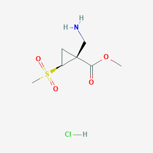 molecular formula C7H14ClNO4S B2608702 methyl (1S,2S)-1-(aminomethyl)-2-methylsulfonylcyclopropane-1-carboxylate;hydrochloride CAS No. 2094270-75-2