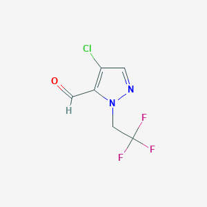 molecular formula C6H4ClF3N2O B2608716 4-Chloro-1-(2,2,2-trifluoroethyl)-1H-pyrazole-5-carbaldehyde CAS No. 2101199-69-1