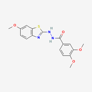 molecular formula C17H17N3O4S B2608727 3,4-dimethoxy-N'-(6-methoxy-1,3-benzothiazol-2-yl)benzohydrazide CAS No. 851979-77-6