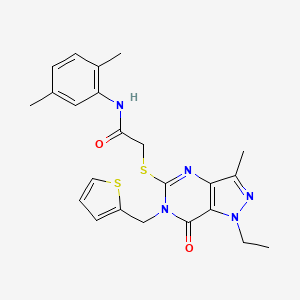 N-(2,5-dimethylphenyl)-2-((1-ethyl-3-methyl-7-oxo-6-(thiophen-2-ylmethyl)-6,7-dihydro-1H-pyrazolo[4,3-d]pyrimidin-5-yl)thio)acetamide