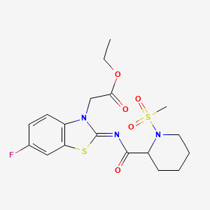 (Z)-ethyl 2-(6-fluoro-2-((1-(methylsulfonyl)piperidine-2-carbonyl)imino)benzo[d]thiazol-3(2H)-yl)acetate