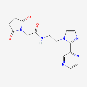 2-(2,5-dioxopyrrolidin-1-yl)-N-(2-(2-(pyrazin-2-yl)-1H-imidazol-1-yl)ethyl)acetamide