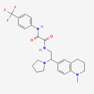 molecular formula C25H29F3N4O2 B2608757 N-[2-(1-methyl-1,2,3,4-tetrahydroquinolin-6-yl)-2-(pyrrolidin-1-yl)ethyl]-N'-[4-(trifluoromethyl)phenyl]ethanediamide CAS No. 921924-10-9