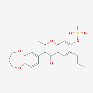 3-(3,4-dihydro-2H-benzo[b][1,4]dioxepin-7-yl)-2-methyl-4-oxo-6-propyl-4H-chromen-7-yl methanesulfonate