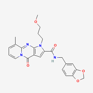 N-(1,3-Benzodioxol-5-ylmethyl)-6-(3-methoxypropyl)-10-methyl-2-oxo-1,6,8-triazatricyclo[7.4.0.03,7]trideca-3(7),4,8,10,12-pentaene-5-carboxamide