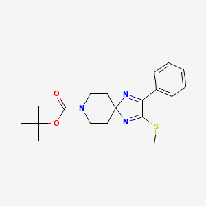 molecular formula C19H25N3O2S B2608772 tert-butyl 2-(methylsulfanyl)-3-phenyl-1,4,8-triazaspiro[4.5]deca-1,3-diene-8-carboxylate CAS No. 931363-09-6