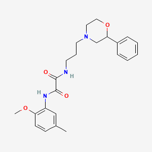 molecular formula C23H29N3O4 B2608779 N1-(2-methoxy-5-methylphenyl)-N2-(3-(2-phenylmorpholino)propyl)oxalamide CAS No. 954026-13-2