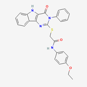 molecular formula C26H22N4O3S B2608781 N-(4-ethoxyphenyl)-2-({4-oxo-3-phenyl-3H,4H,5H-pyrimido[5,4-b]indol-2-yl}sulfanyl)acetamide CAS No. 536703-62-5
