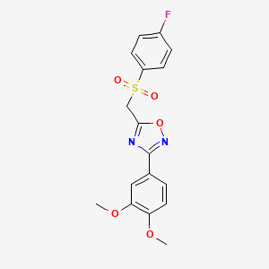 3-(3,4-Dimethoxyphenyl)-5-(((4-fluorophenyl)sulfonyl)methyl)-1,2,4-oxadiazole