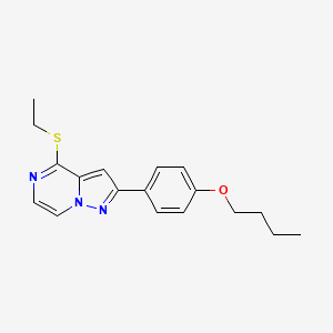 molecular formula C18H21N3OS B2608814 2-(4-Butoxyphenyl)-4-(ethylthio)pyrazolo[1,5-a]pyrazine CAS No. 1207013-46-4
