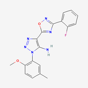 molecular formula C18H15FN6O2 B2608817 5-[3-(2-Fluorophenyl)-1,2,4-oxadiazol-5-yl]-3-(2-methoxy-5-methylphenyl)triazol-4-amine CAS No. 892770-66-0