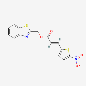 molecular formula C15H10N2O4S2 B2608827 (E)-benzo[d]thiazol-2-ylmethyl 3-(5-nitrothiophen-2-yl)acrylate CAS No. 476319-94-5