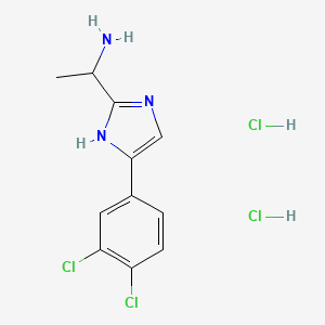molecular formula C11H13Cl4N3 B2608830 1-(4-(3,4-二氯苯基)-1H-咪唑-2-基)乙胺二盐酸盐 CAS No. 1394685-74-5