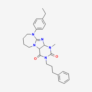 molecular formula C27H31N5O2 B2608832 10-(4-ethylphenyl)-1-methyl-3-(3-phenylpropyl)-1H,2H,3H,4H,6H,7H,8H,9H,10H-[1,3]diazepino[1,2-g]purine-2,4-dione CAS No. 922483-45-2
