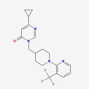 molecular formula C19H21F3N4O B2608860 6-Cyclopropyl-3-({1-[3-(trifluoromethyl)pyridin-2-yl]piperidin-4-yl}methyl)-3,4-dihydropyrimidin-4-one CAS No. 2097873-33-9