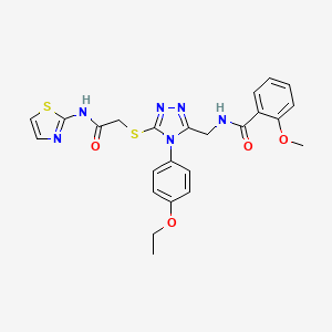 molecular formula C24H24N6O4S2 B2608861 N-((4-(4-ethoxyphenyl)-5-((2-oxo-2-(thiazol-2-ylamino)ethyl)thio)-4H-1,2,4-triazol-3-yl)methyl)-2-methoxybenzamide CAS No. 309940-51-0