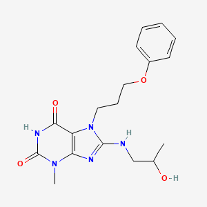 molecular formula C18H23N5O4 B2608865 8-((2-羟丙基)氨基)-3-甲基-7-(3-苯氧基丙基)-1H-嘌呤-2,6(3H,7H)-二酮 CAS No. 876892-79-4