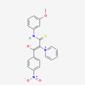 molecular formula C21H17N3O4S B2608867 1-(3-Methoxyanilino)-3-(4-nitrophenyl)-3-oxo-2-pyridinium-1-ylprop-1-ene-1-thiolate CAS No. 848611-93-8