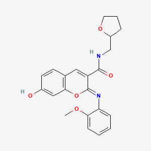 molecular formula C22H22N2O5 B2608871 (2Z)-7-hydroxy-2-[(2-methoxyphenyl)imino]-N-(tetrahydrofuran-2-ylmethyl)-2H-chromene-3-carboxamide CAS No. 478482-17-6