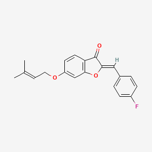 B2608876 (Z)-2-(4-fluorobenzylidene)-6-((3-methylbut-2-en-1-yl)oxy)benzofuran-3(2H)-one CAS No. 623121-71-1