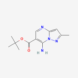 molecular formula C12H16N4O2 B2608889 Tert-butyl 7-amino-2-methylpyrazolo[1,5-a]pyrimidine-6-carboxylate CAS No. 2248282-48-4
