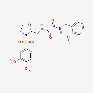 molecular formula C22H27N3O8S B2608892 N1-((3-((3,4-dimethoxyphenyl)sulfonyl)oxazolidin-2-yl)methyl)-N2-(2-methoxybenzyl)oxalamide CAS No. 868983-31-7