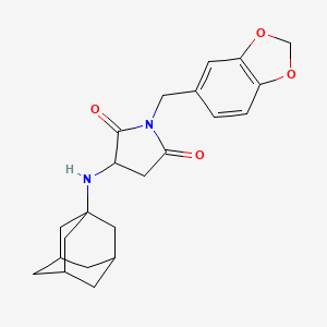 molecular formula C22H26N2O4 B2608898 3-(1-Adamantylamino)-1-(1,3-benzodioxol-5-ylmethyl)pyrrolidine-2,5-dione CAS No. 1008990-93-9
