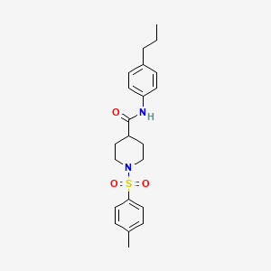 molecular formula C22H28N2O3S B2608903 N-(4-丙基苯基)-1-对甲苯磺酰哌啶-4-甲酰胺 CAS No. 342778-74-9