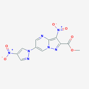 molecular formula C11H7N7O6 B260891 methyl 3-nitro-6-{4-nitro-1H-pyrazol-1-yl}pyrazolo[1,5-a]pyrimidine-2-carboxylate 