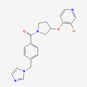molecular formula C20H19BrN4O2 B2608910 [3-(3-Bromopyridin-4-yl)oxypyrrolidin-1-yl]-[4-(imidazol-1-ylmethyl)phenyl]methanone CAS No. 2380184-77-8