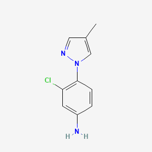 molecular formula C10H10ClN3 B2608911 3-氯-4-(4-甲基-1H-吡唑-1-基)苯胺 CAS No. 1006467-53-3