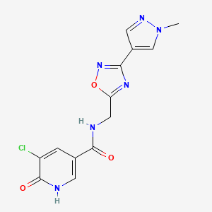 molecular formula C13H11ClN6O3 B2608912 5-chloro-6-hydroxy-N-((3-(1-methyl-1H-pyrazol-4-yl)-1,2,4-oxadiazol-5-yl)methyl)nicotinamide CAS No. 2034385-17-4