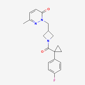 molecular formula C19H20FN3O2 B2608917 2-({1-[1-(4-氟苯基)环丙烷甲酰]吖唑啉-3-基}甲基)-6-甲基-2,3-二氢吡啶-3-酮 CAS No. 2198767-14-3