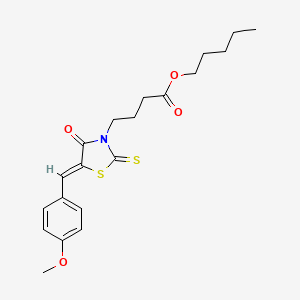 molecular formula C20H25NO4S2 B2608918 pentyl 4-[(5Z)-5-[(4-methoxyphenyl)methylidene]-4-oxo-2-sulfanylidene-1,3-thiazolidin-3-yl]butanoate CAS No. 265098-96-2
