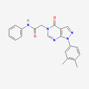 molecular formula C21H19N5O2 B2608920 2-(1-(3,4-dimethylphenyl)-4-oxo-1H-pyrazolo[3,4-d]pyrimidin-5(4H)-yl)-N-phenylacetamide CAS No. 852451-22-0